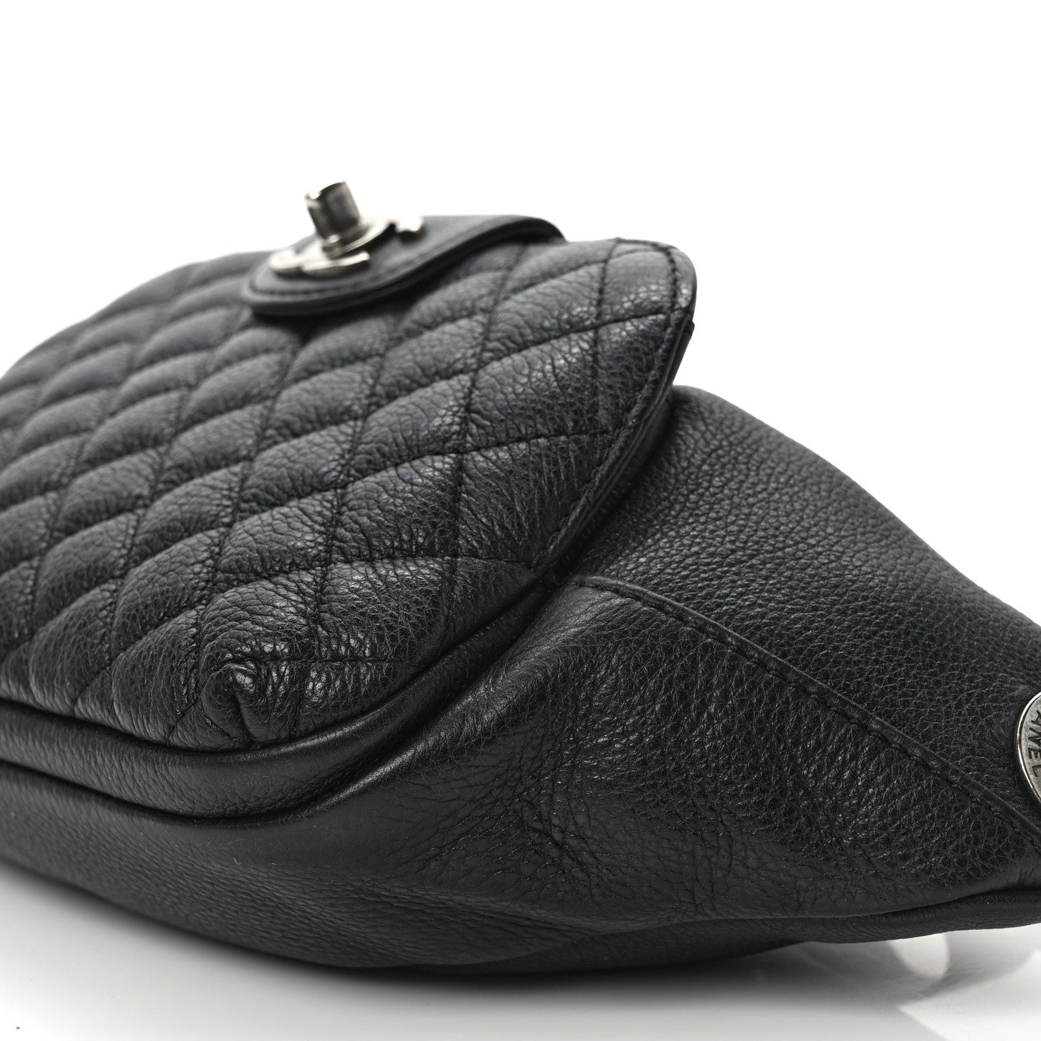 Chanel Grained Calfskin Quilted Casual Rock Waist Bag Fanny Pack Black 9 of 9