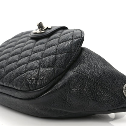 Chanel Grained Calfskin Quilted Casual Rock Waist Bag Fanny Pack Black 9 of 9