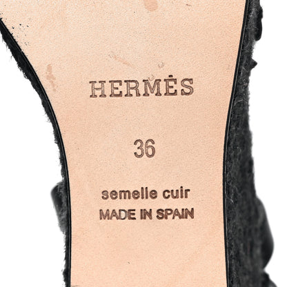 Hermes Calfskin Tivoli Espadrille Wedge Sandals 36 Black 6 of 9