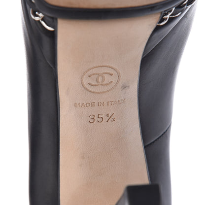 Chanel Lambskin CC Cap Toe Platform Chain Pumps 35.5 Black 10 of 13