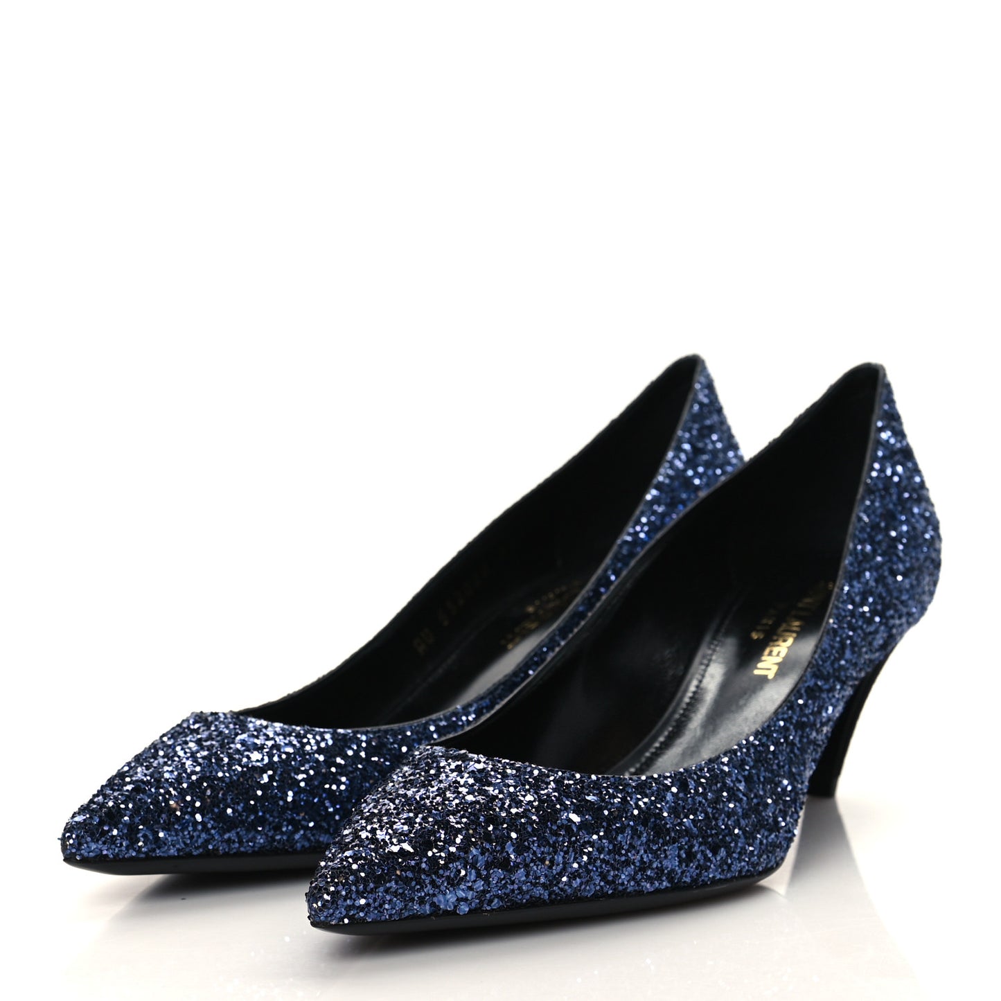 Charlotte Glitter Point-toe Kitten-Heel Pumps 36.5 Blue