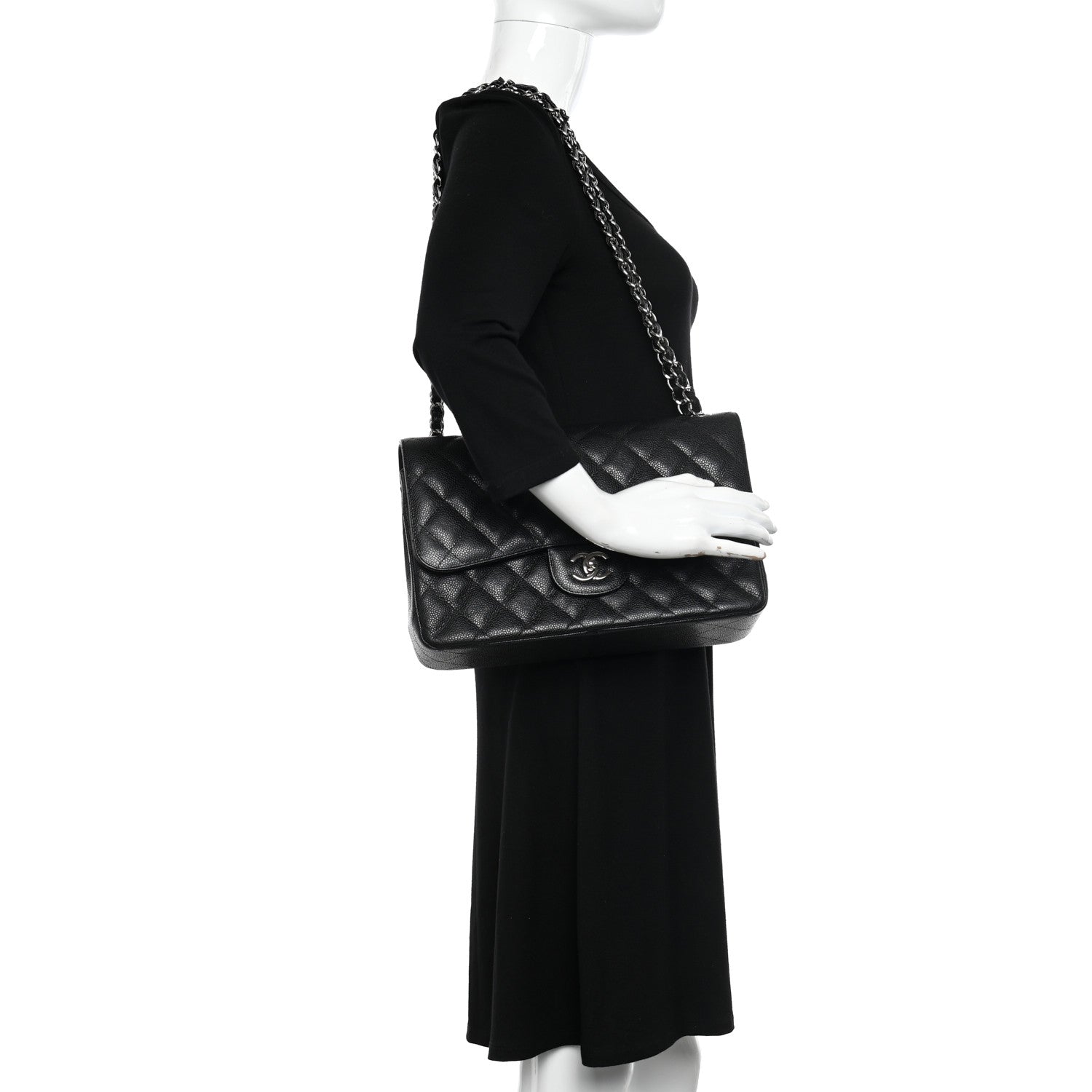 Chanel Caviar Quilted Jumbo Double Flap Black 2 of 10