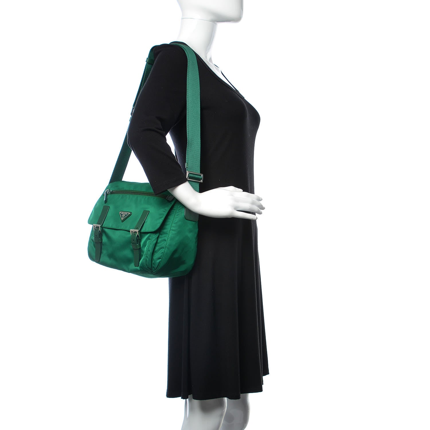 Prada Nylon Vela Saffiano Messenger Bag Oleandro 2 of 9