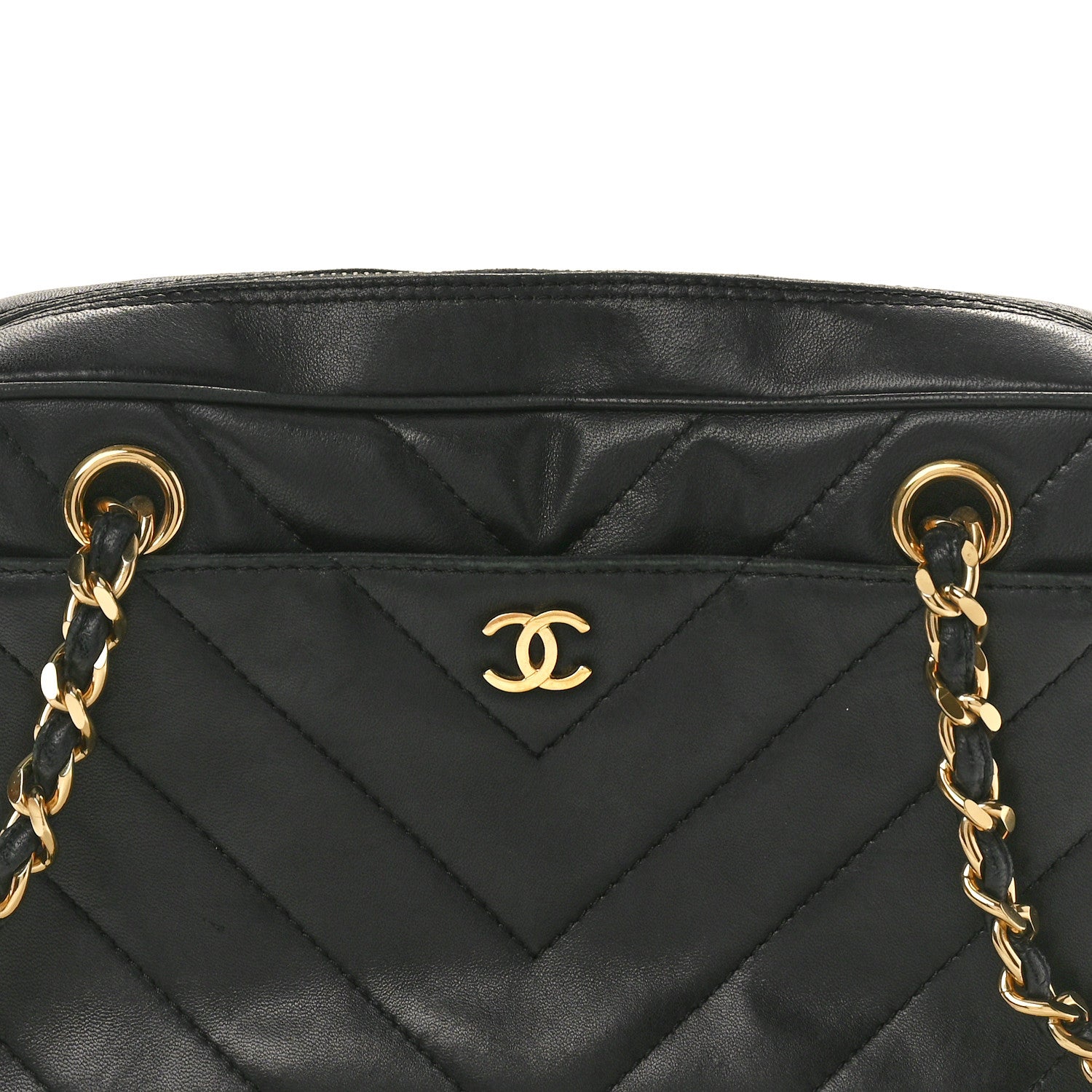 Chanel Lambskin Chevron Quilted Camera Case Black 8 of 10