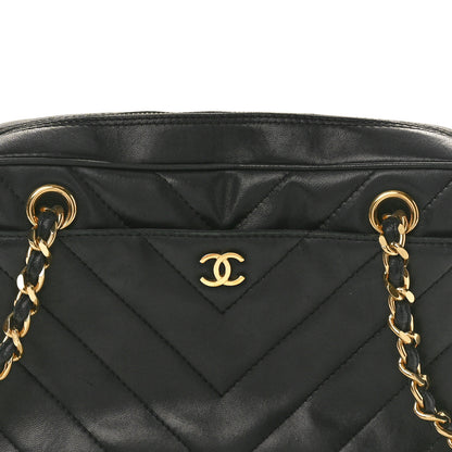 Chanel Lambskin Chevron Quilted Camera Case Black 8 of 10