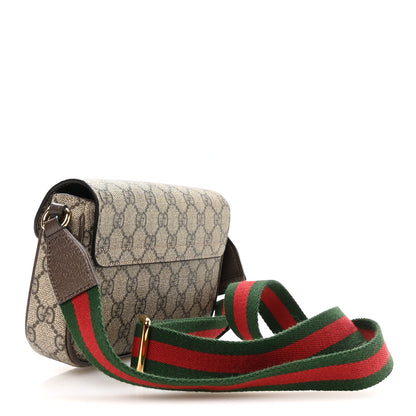 Gucci GG Supreme Monogram Textured Dollar Calfskin Web Mini Ophidia Envelope Shoulder Bag Beige Ebony 3 of 10