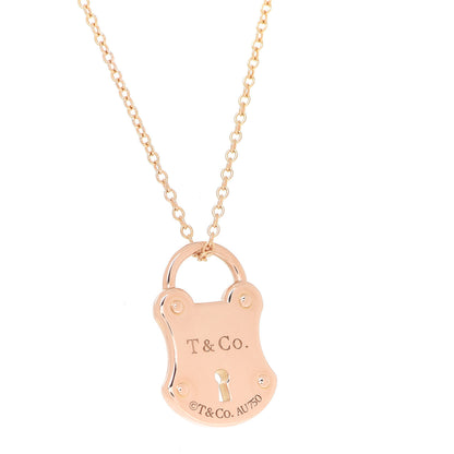 Tiffany 18K Rose Gold Emblem Lock Pendant Necklace 6 of 6