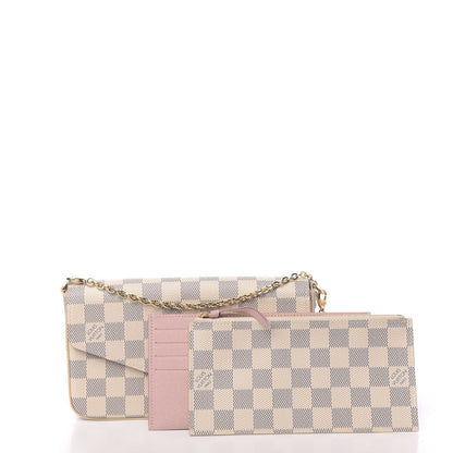 Louis Vuitton Damier Azur Pochette Felicie Chain Wallet Rose Ballerine 3 of 12