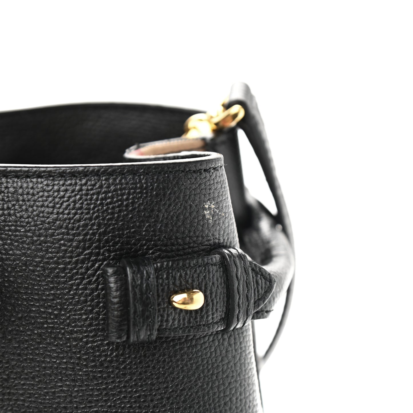 Grainy Calfskin House Check Medium Banner Tote Black