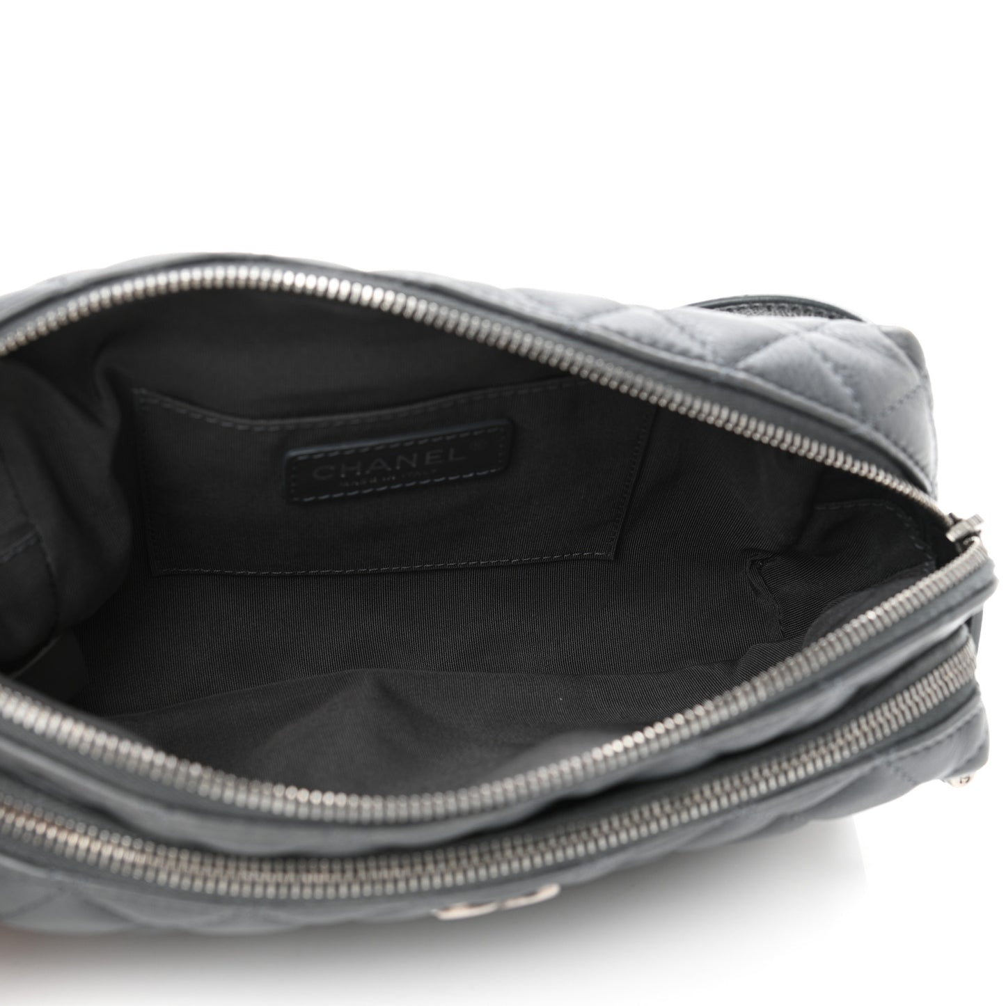 Calfskin Quilted Waist Bag Dark Grey