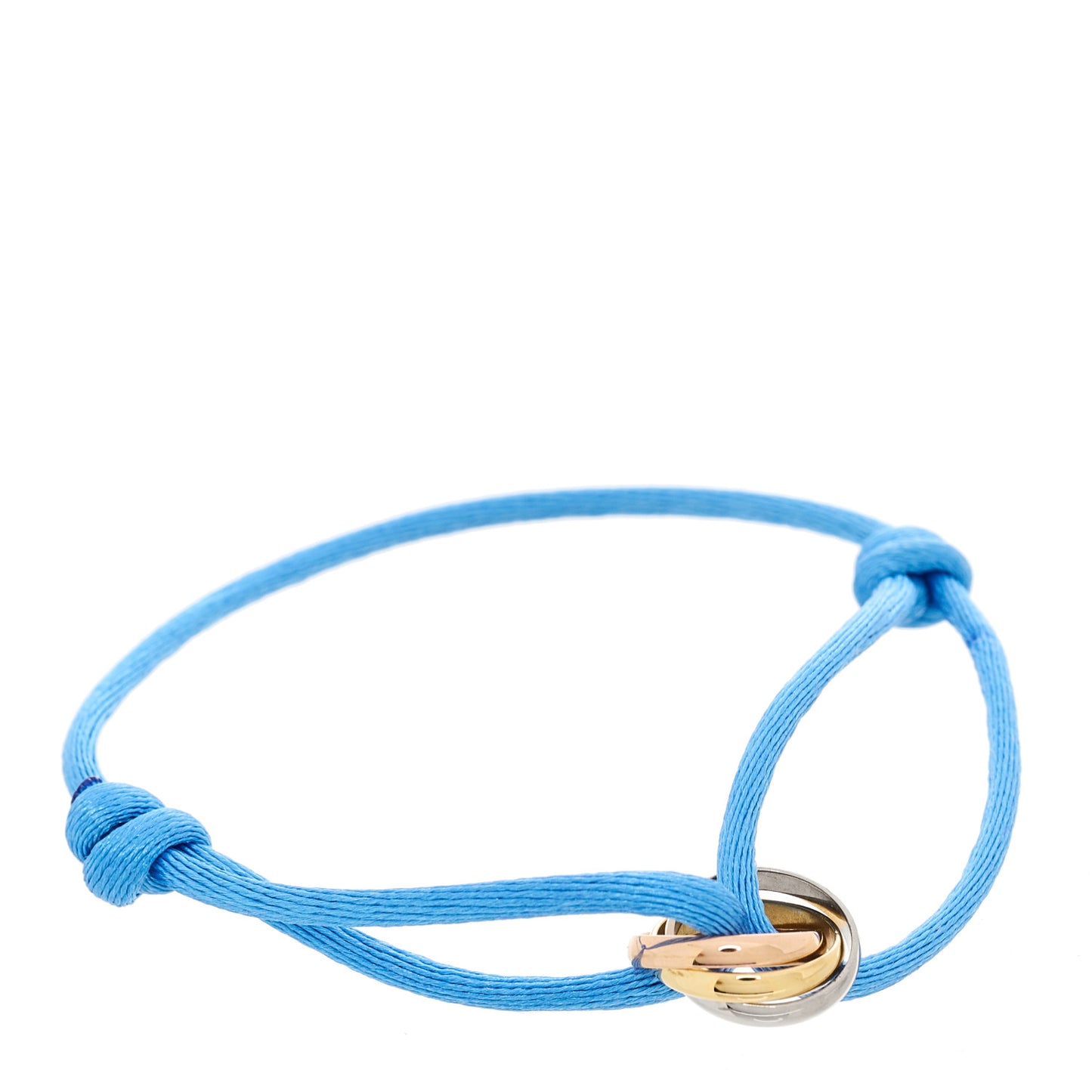 18k Pink Yellow White Gold Trinity Adjustable Cord Bracelet Blue