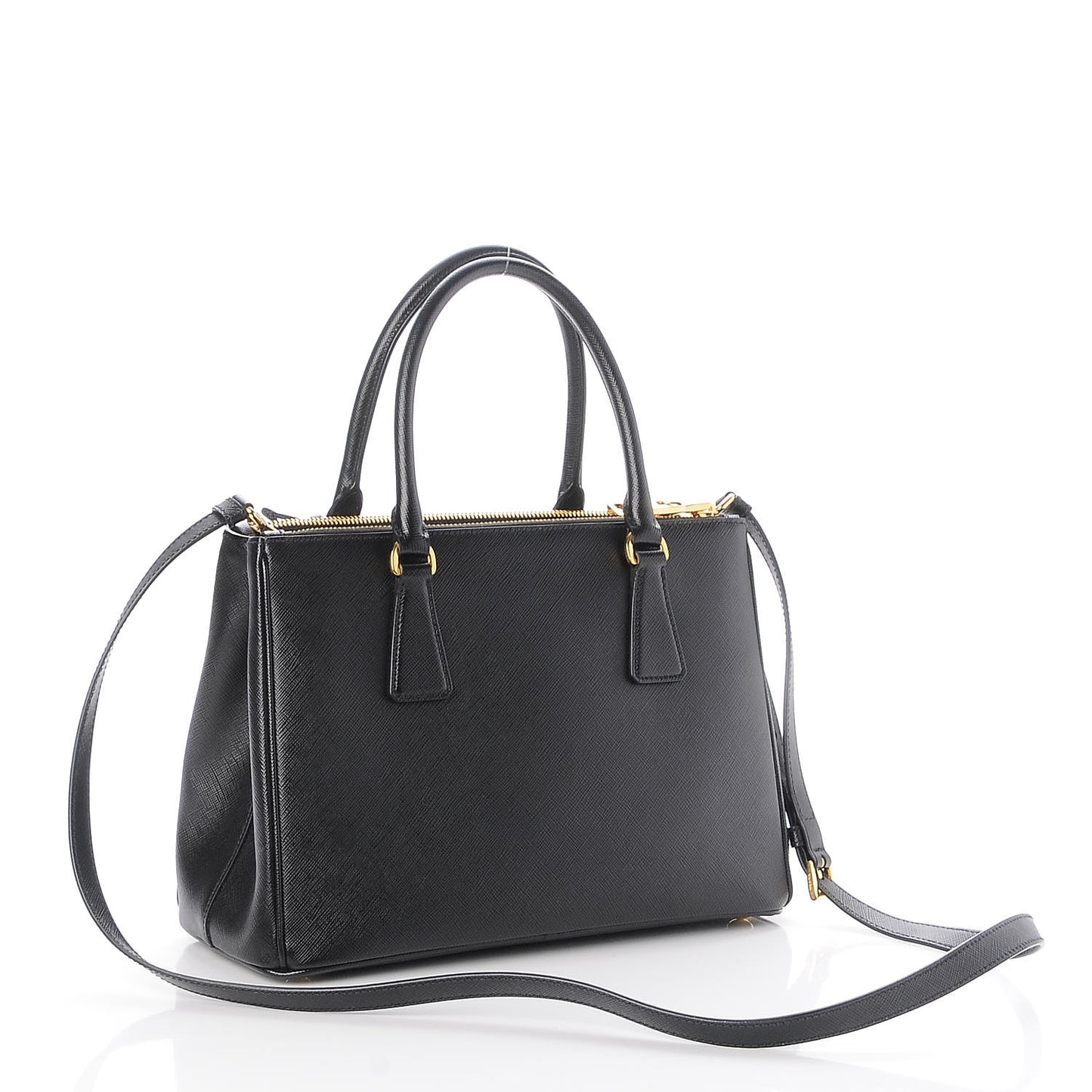 Saffiano Mini Galleria Double Zip Tote Black