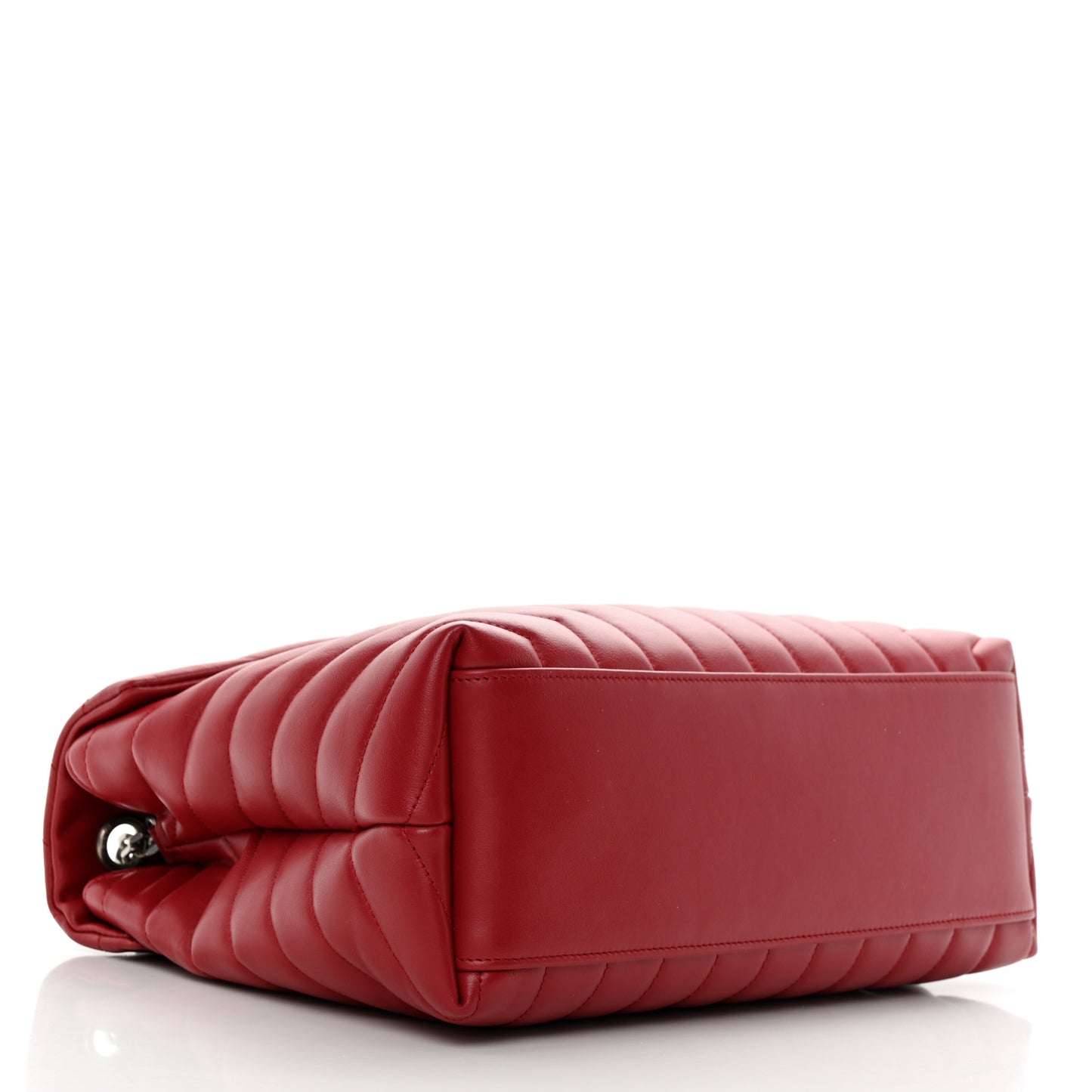 Calfskin Y Quilted Monogram Medium Loulou Chain Satchel Lipstick Red