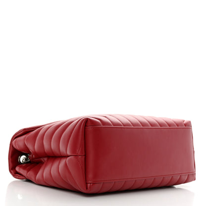 Saint Laurent Calfskin Y Quilted Monogram Medium Loulou Chain Satchel Lipstick Red 4 of 11