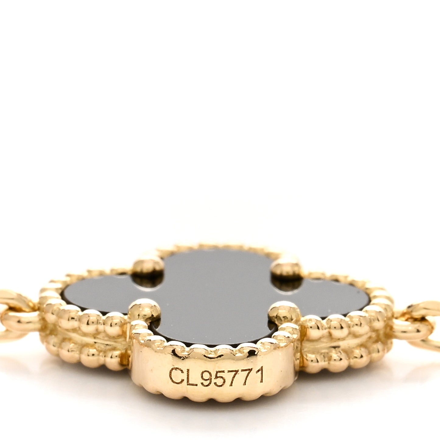 18K Yellow Gold Black Onyx 10 Motifs Vintage Alhambra Necklace