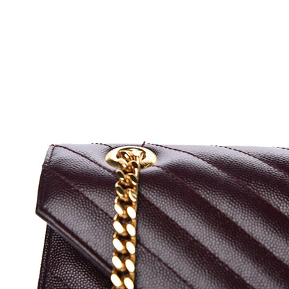 Saint Laurent Grain De Poudre Matelasse Chevron Large Monogram Satchel Rouge Legion 10 of 12
