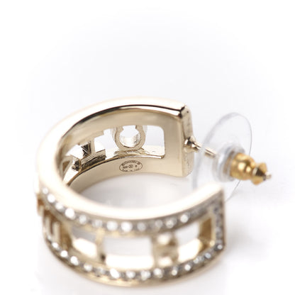 Chanel Metal Crystal Bow-tiful CC Hoop Earrings Gold 4 of 7