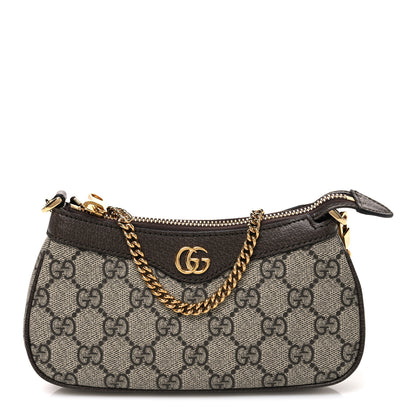 Gucci GG Supreme Monogram Textured Dollar Calfskin Mini Ophidia Chain Bag Beige Ebony 1 of 10