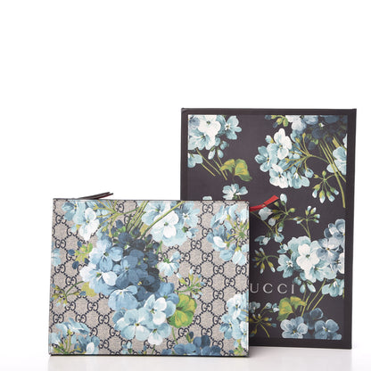 Gucci GG Supreme Monogram Blooms Large Cosmetic Case Beige Blue Navy Hibiscus Red 8 of 8
