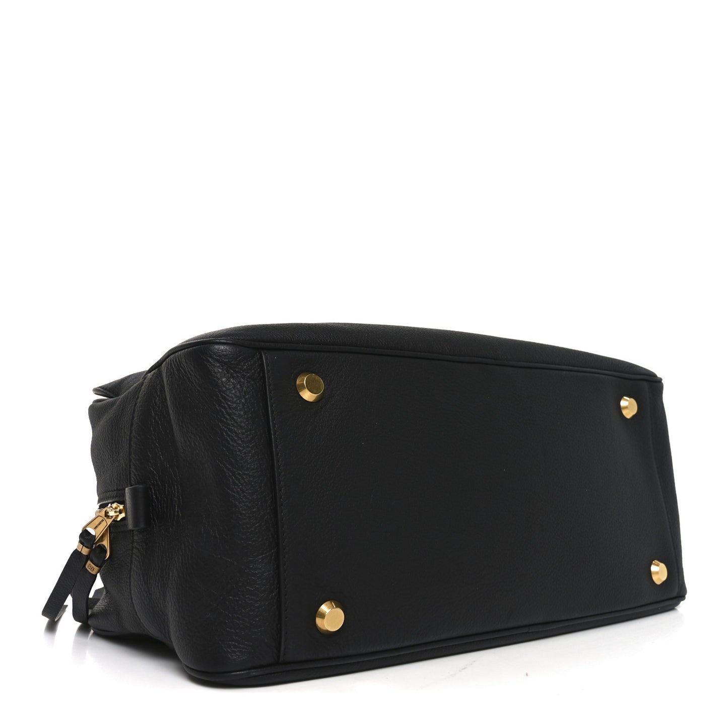 Grained Calfskin Medium Carrie Bowling Bag Black