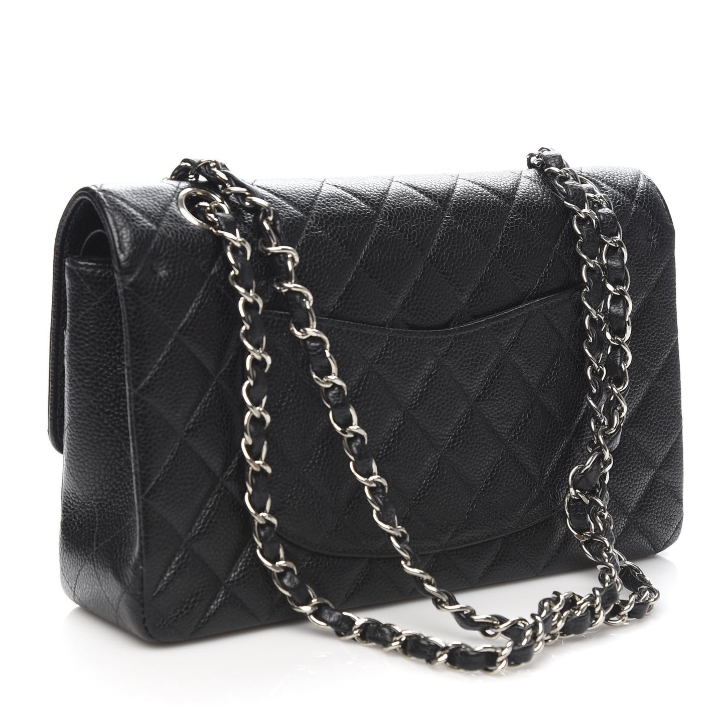 Caviar Quilted Medium Double Flap Black