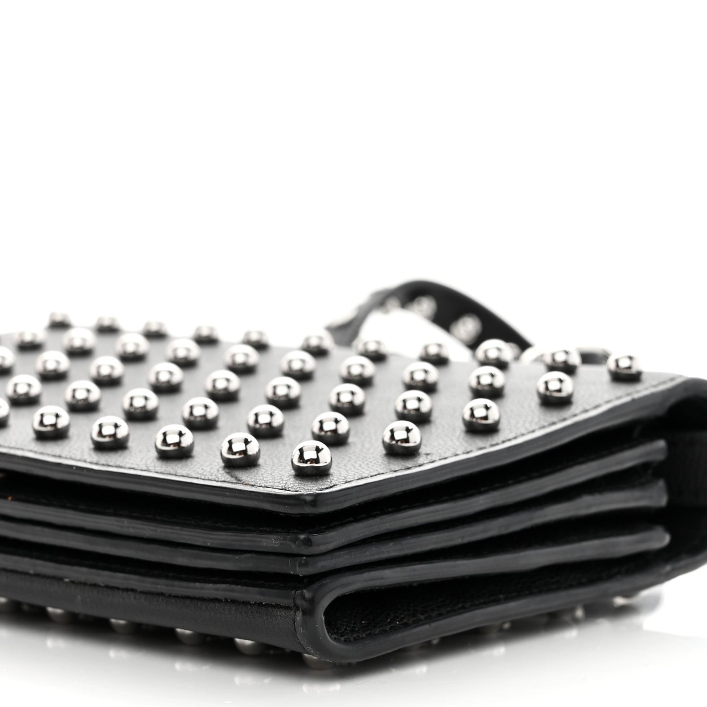 Calfskin Studded Prisma Double Biker Crossbody Bag Black