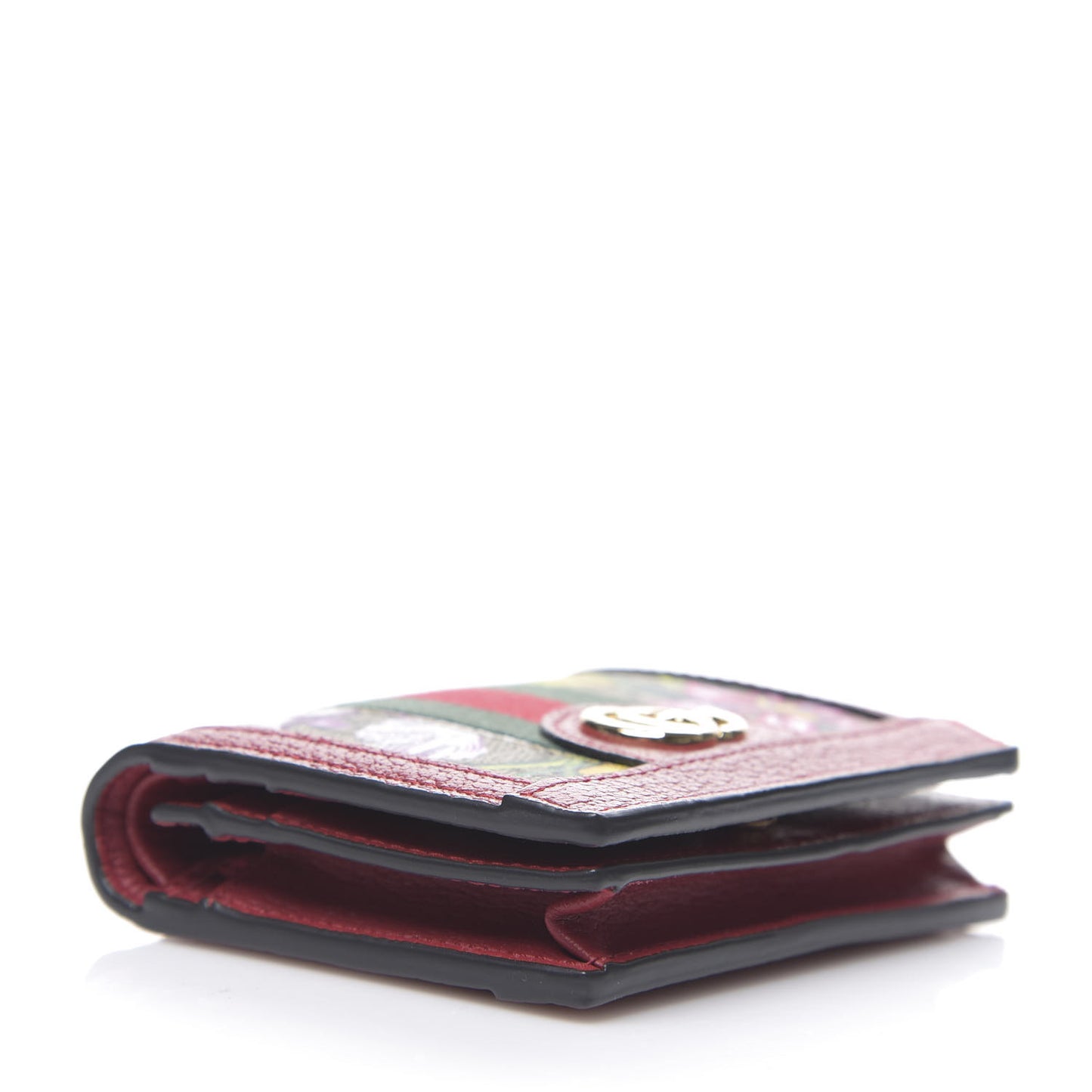 GG Supreme Monogram Flora Web Ophidia Card Case Red