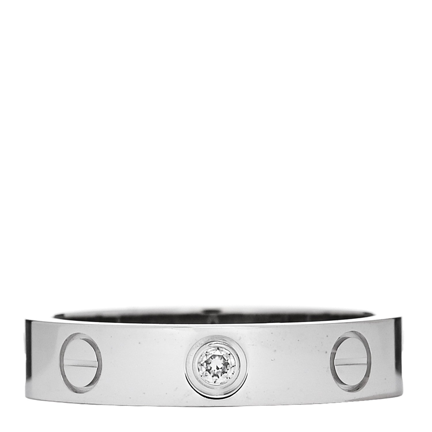 Cartier 18K White Gold Diamond 4mm LOVE Wedding Band Ring 49 4.75 1 of 4