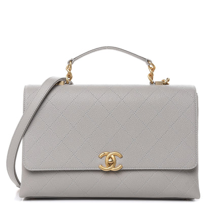 Chanel Grained Calfskin Stitched Flap Grey 1 of 10