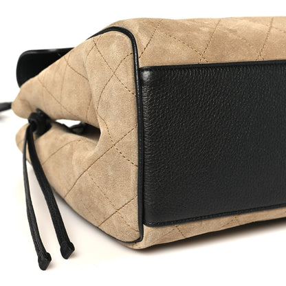 Chanel Grained Calfskin Suede Urban Essentials Large Shopping Bag Dark Beige Black 8 of 10