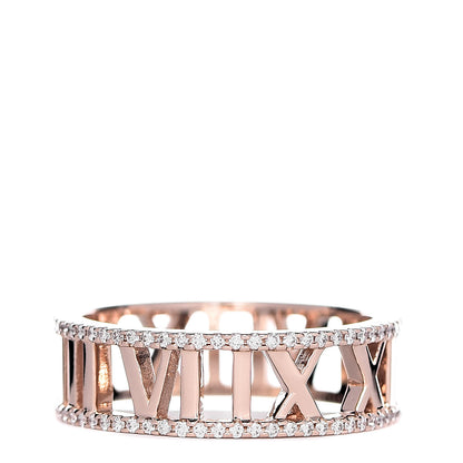 Tiffany 18K Rose Gold Diamond Atlas Open Pave Ring 58 8.5 1 of 5
