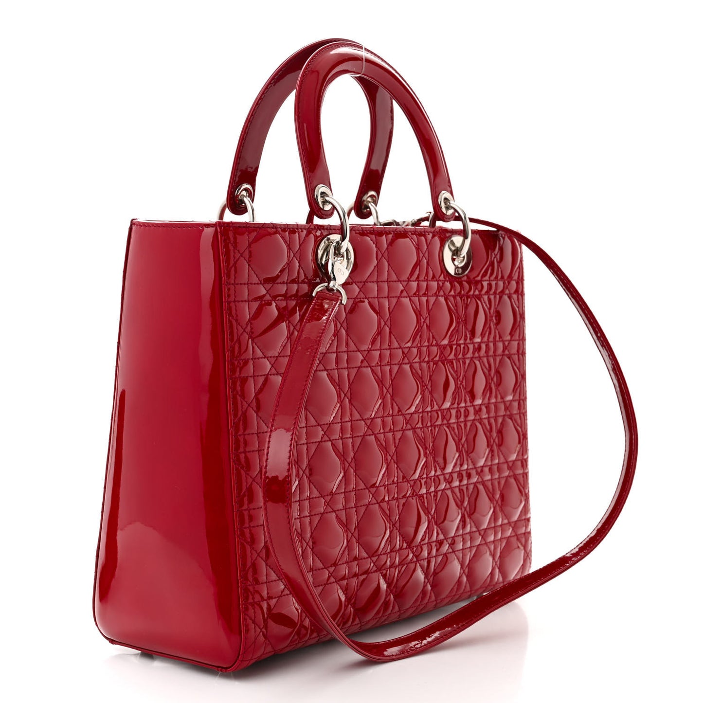 Patent Cannage Large Lady Dior Red
