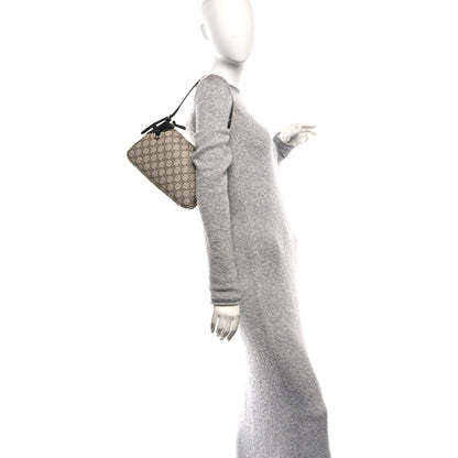 Gucci GG Supreme Monogram Textured Calfskin Small Emblem Shoulder Bag Beige Black 2 of 10