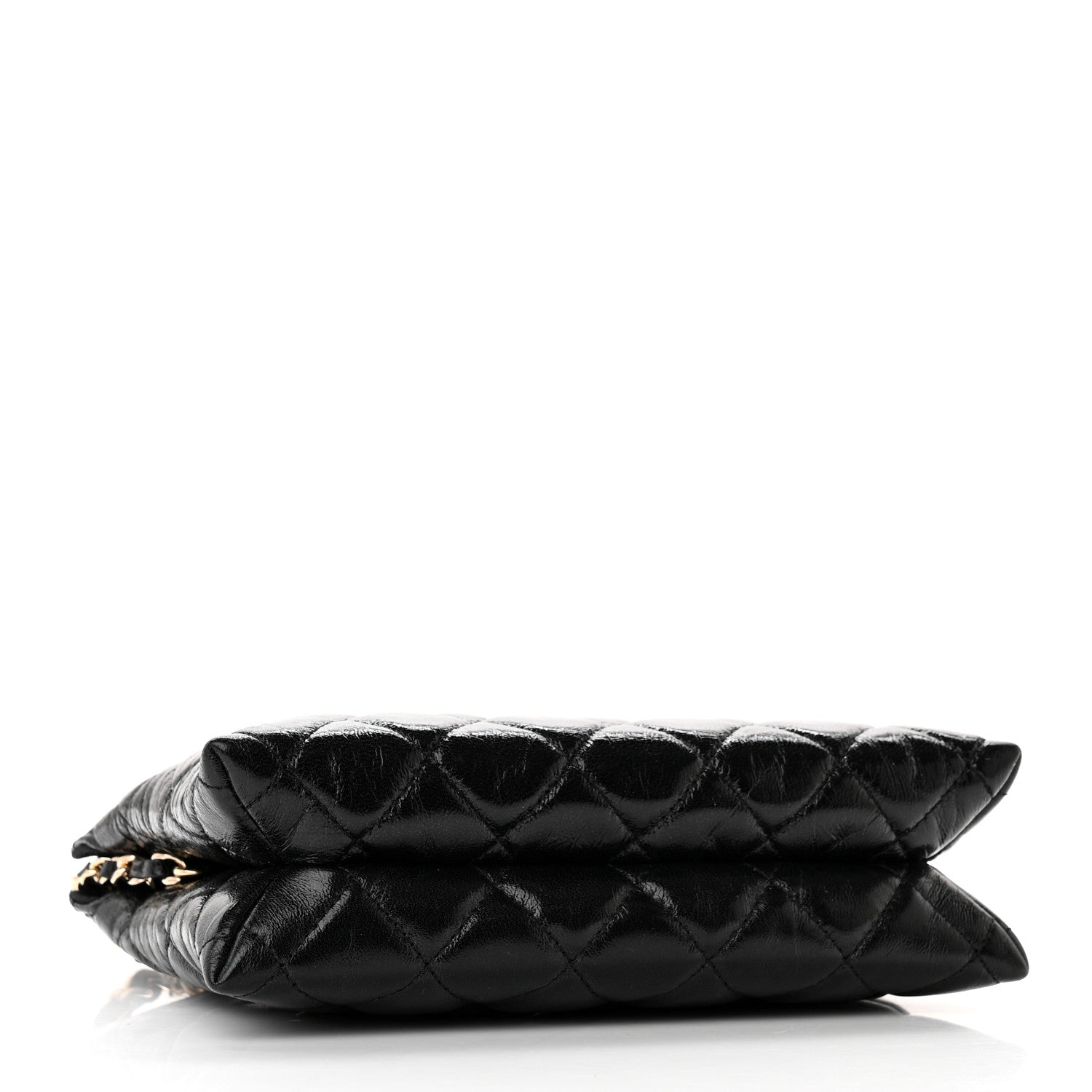 Chanel Shiny Crumpled Calfskin Quilted Clutch Bag Black 4 of 12