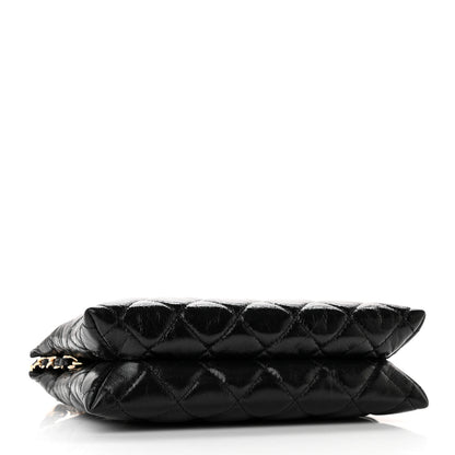 Chanel Shiny Crumpled Calfskin Quilted Clutch Bag Black 4 of 12