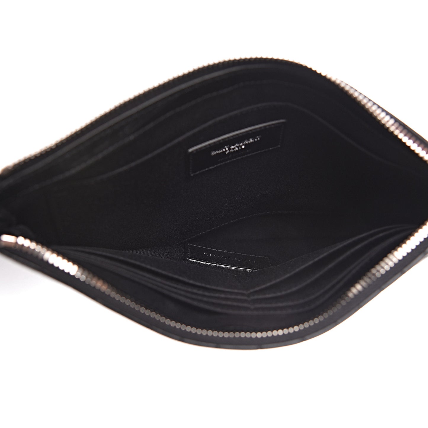Calfskin Crocodile Embossed Monogram Zip Pouch Black