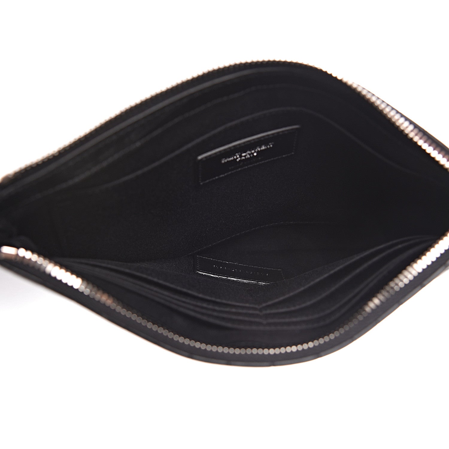 Saint Laurent Calfskin Crocodile Embossed Monogram Zip Pouch Black 5 of 7