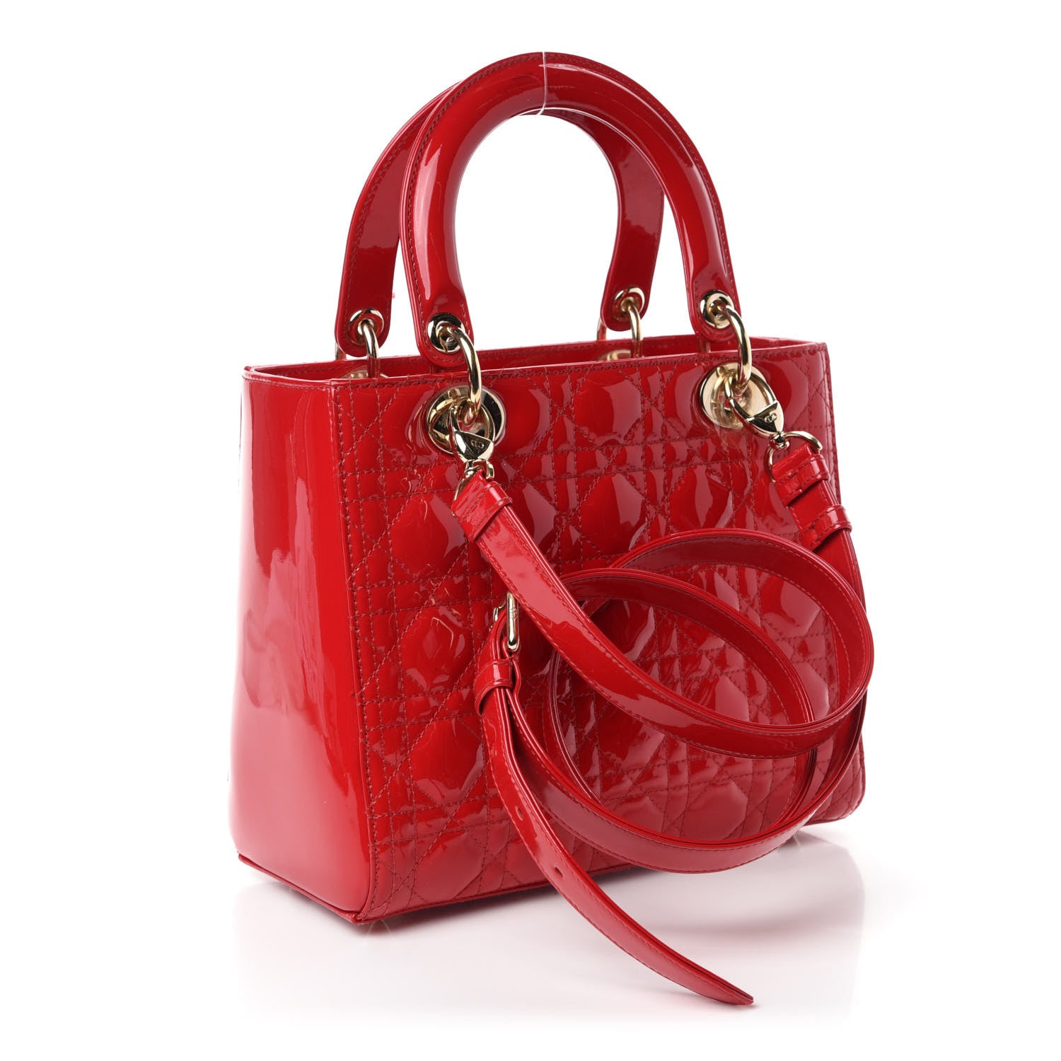 Christian Dior Patent Cannage Medium Lady Dior Red 4 of 11