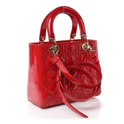 Christian Dior Patent Cannage Medium Lady Dior Red 4 of 11