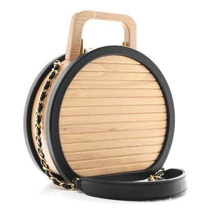 Chanel Beech Wood Lambskin Round CC Vanity Case Black 3 of 11