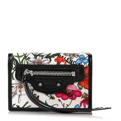 Balenciaga X GUCCI Canvas Azalea Calfskin Flora Logo Print Neo Classic Wallet White Multicolor Black 1 of 9