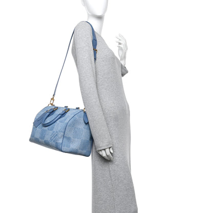 Louis Vuitton Damier Denim 3D Speedy Bandouliere 30 Denim Blue 2 of 9