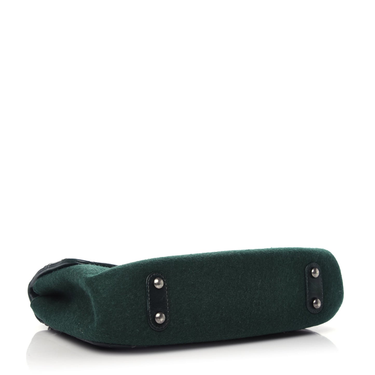 Felt Glazed Calfskin Quilted Edelweiss Flower Flap Dark Green