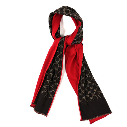 Gucci Wool Silk GG Monogram Ripon Simple Scarf Flame 1 of 3