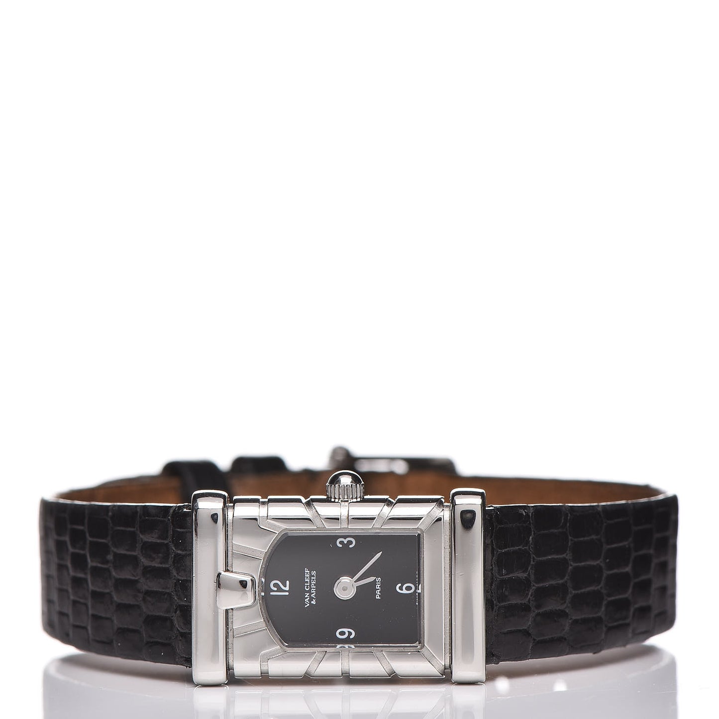 Stainless Steel Lizard 14mm Facade Quartz Watch Black