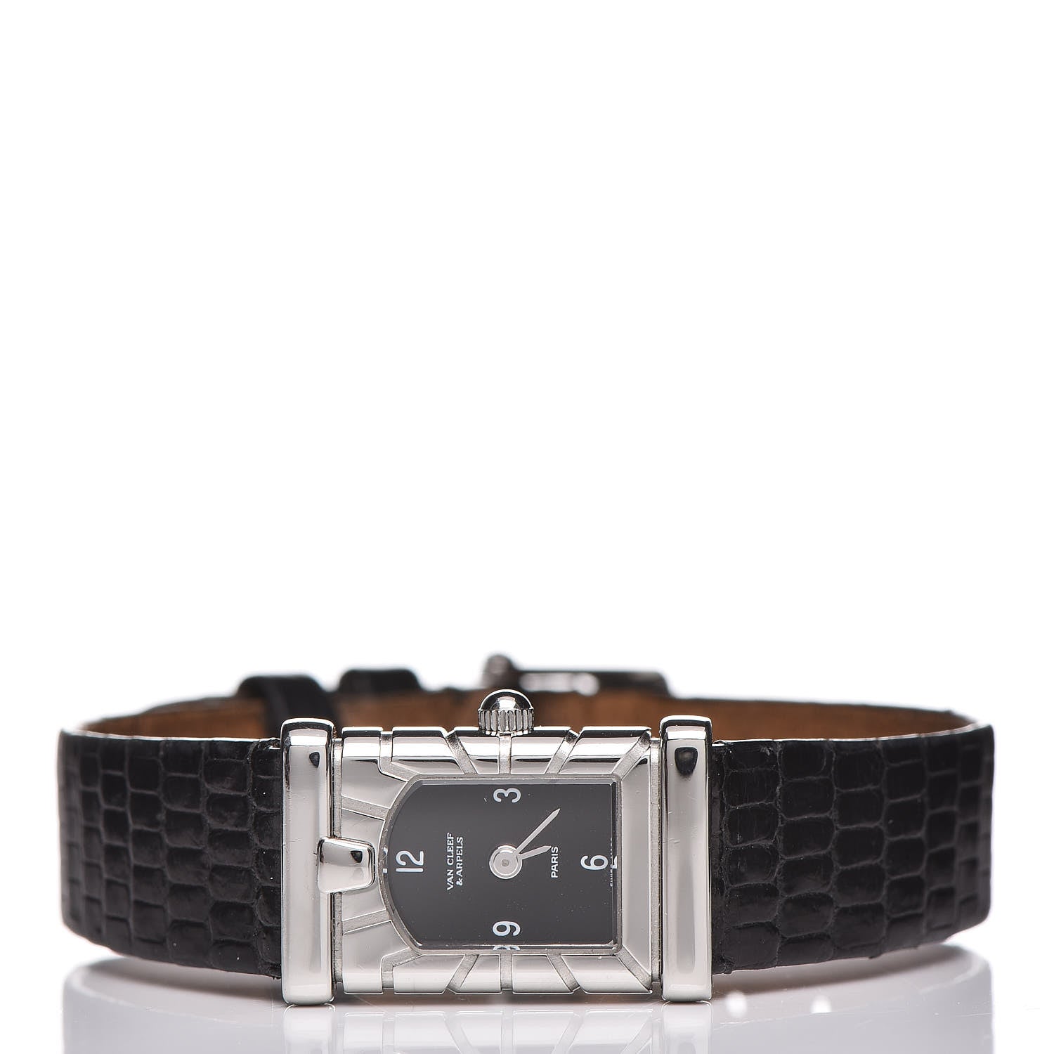 Van Cleef & Arpels Stainless Steel Lizard 14mm Facade Quartz Watch Black 3 of 9