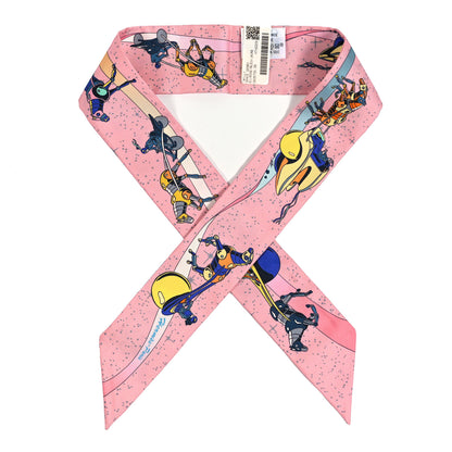 Hermes Silk Space Derby Twilly Rose Bleu Jaune 1 of 4