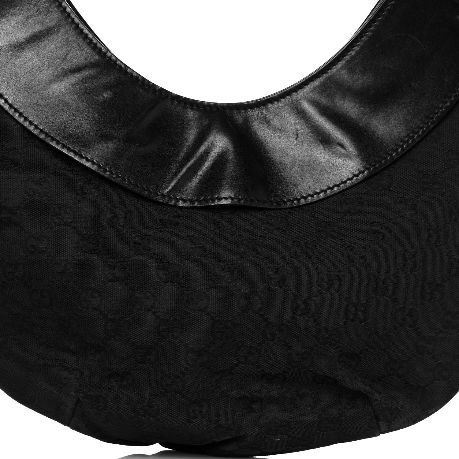 Gucci Denim Monogram Half Moon Hobo Black 6 of 16
