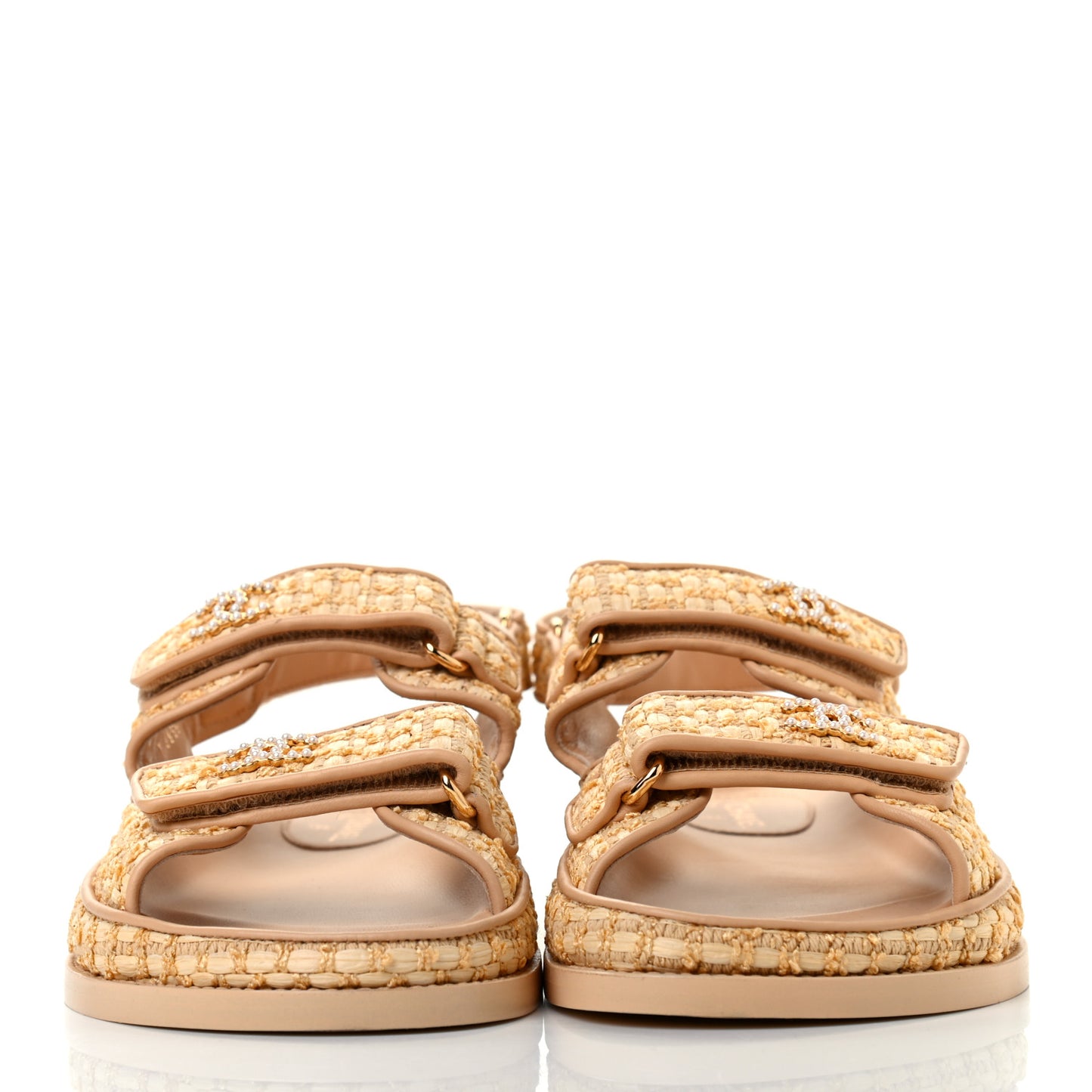 Braided Fabric Velcro Dad Sandals 36.5 Beige