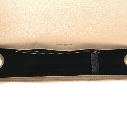 Saint Laurent Grain De Poudre Matelasse Chevron Large Monogram Satchel Nude Powder 5 of 11